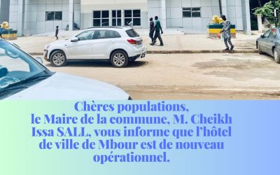 Infos : l’hôtel de ville de la Commune de Mbour est de nouveau opérationnel