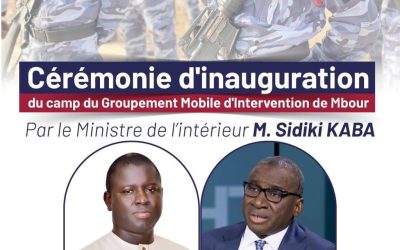 Le Maire de la Commune de Mbour Monsieur Cheikh Issa SALL, vous convie à l’inauguration du camp du Groupement Mobile d’Intervention, prévue le mardi 30 janvier 2024.